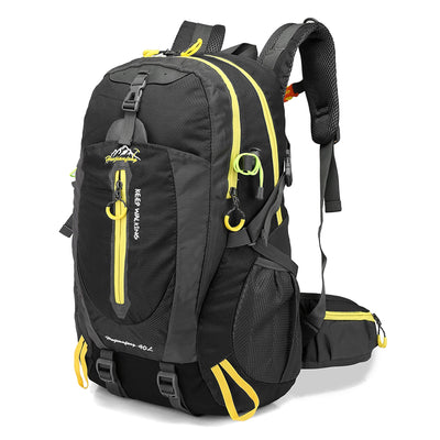 Hiking Backpack 40 L — Water-Repellent Nylon, Padded Back, Hip Belt, Pole and Sleeping Bag Straps