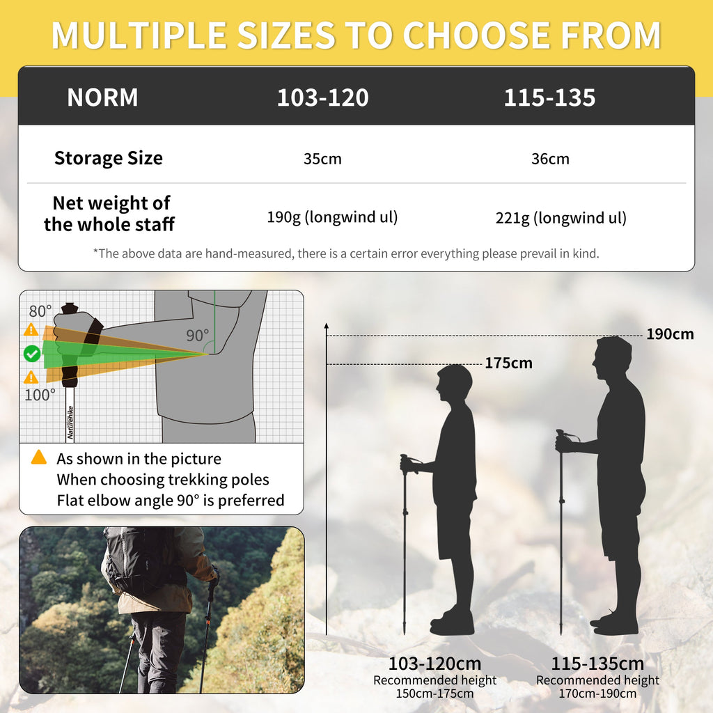 Naturehike Gale Terk UL Z-Fold Trekking Poles — Pair, Carbon/Aluminium, Folds to 35 cm, 189 g a Pole