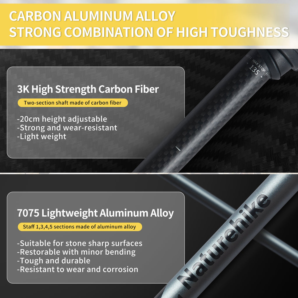 Naturehike Gale Terk UL Z-Fold Trekking Poles — Pair, Carbon/Aluminium, Folds to 35 cm, 189 g a Pole