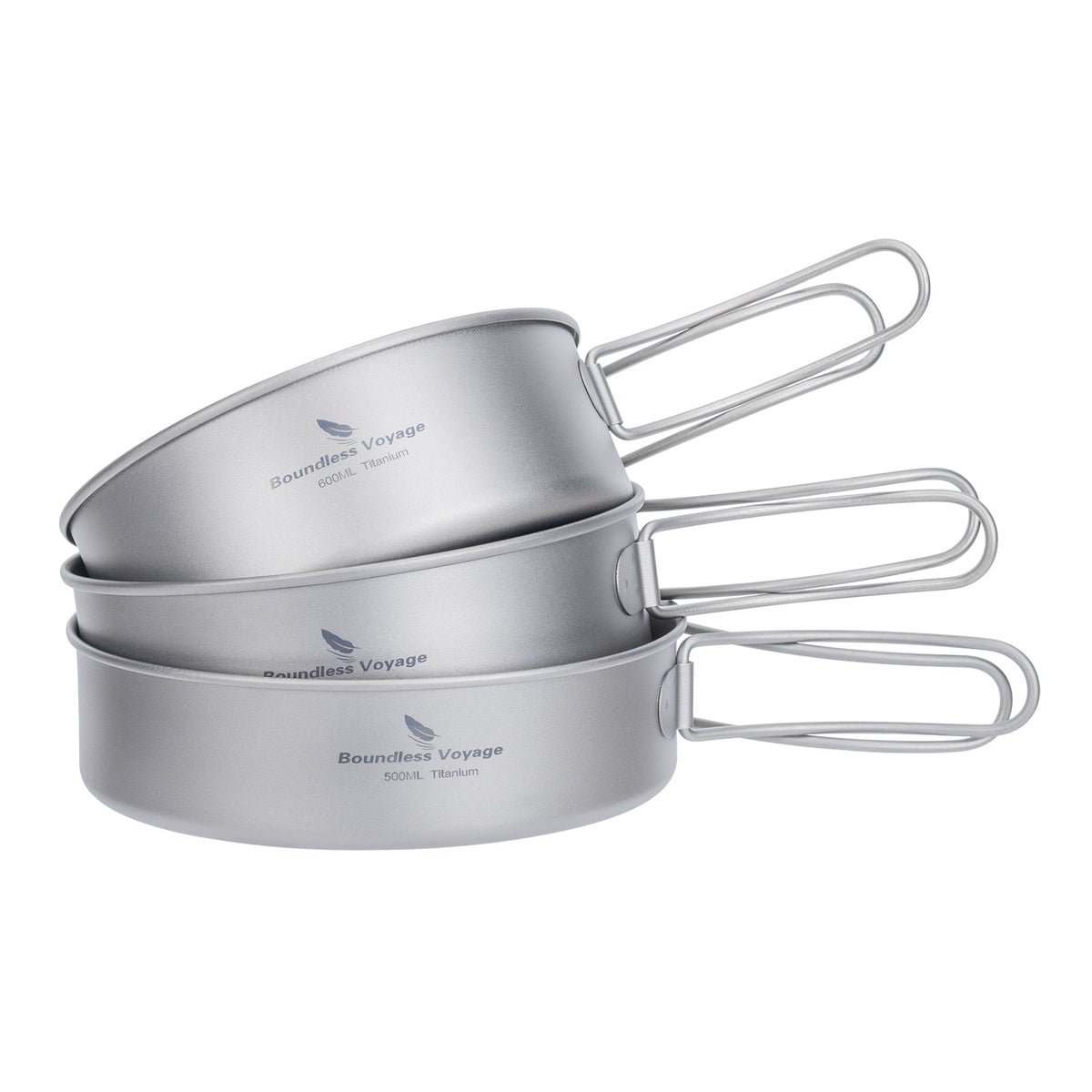 Boundless Voyage Ti2032C Titanium Cook Set — 3 Nesting Pieces, 500/600/700 ml, 245 g