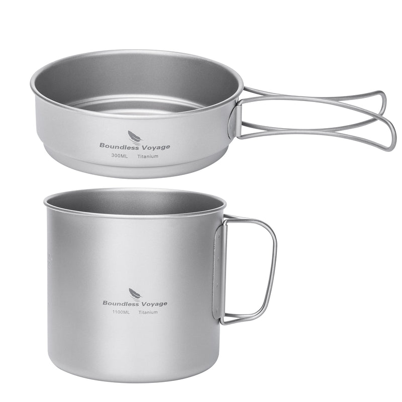 Boundless Voyage Ti2053C Titanium Pot and Pan Set — 1.1 L, Holds a 230 g Canister, 176 g