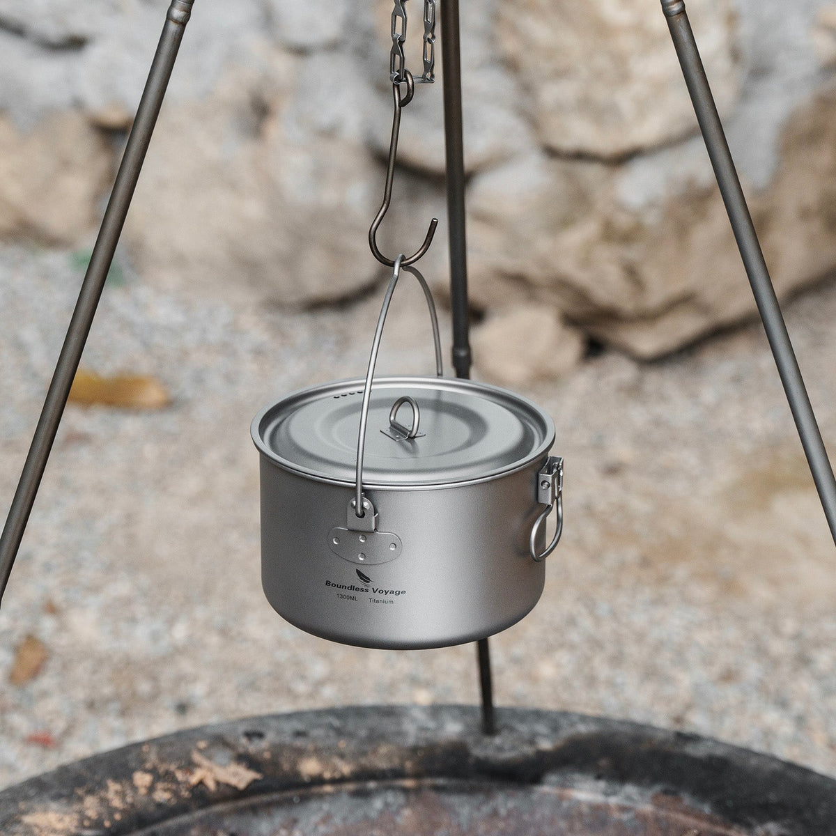 Boundless Voyage Titanium Hanging Pot — 1.95 L or 2.9 L, Bail Handle, Strainer Lid
