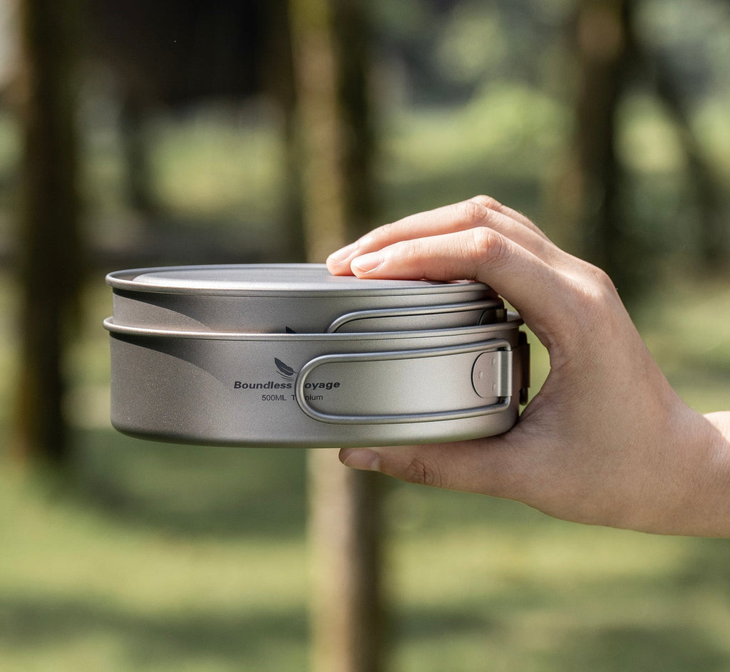 Boundless Voyage Ti2032C Titanium Cook Set — 3 Nesting Pieces, 500/600/700 ml, 245 g
