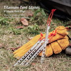 Boundless Voyage Ti4008P Titanium V Tent Stakes — 16.5 cm, About 10 g Each, Packs of 6, 8 or 12