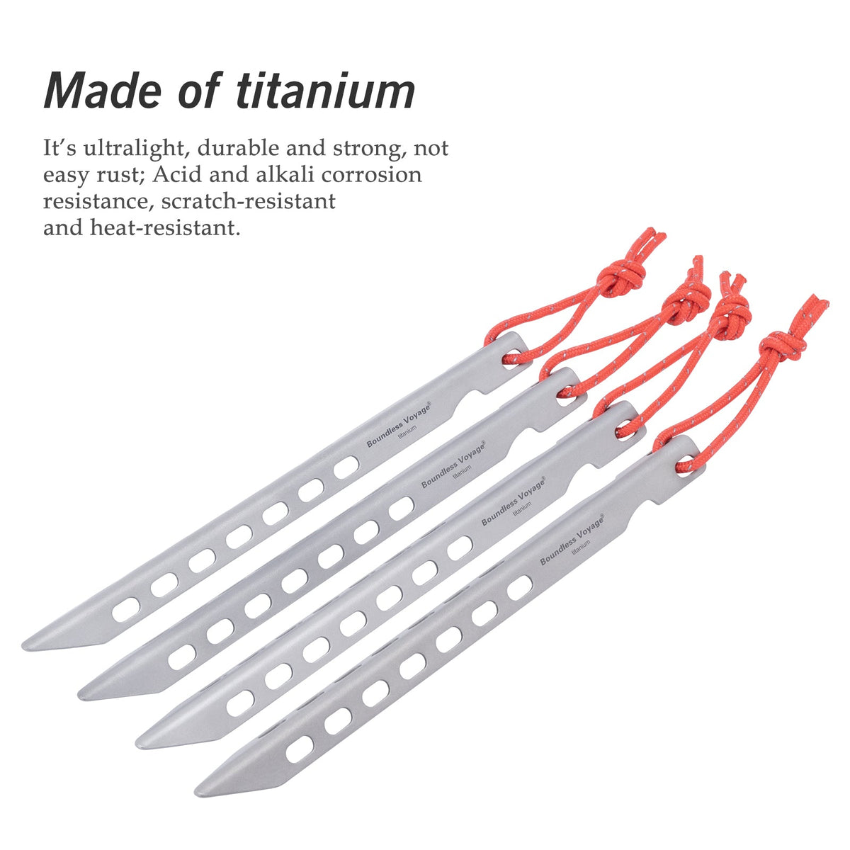 Boundless Voyage Ti4008P Titanium V Tent Stakes — 16.5 cm, About 10 g Each, Packs of 6, 8 or 12