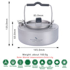 Boundless Voyage Ti3100D Titanium Kettle — 700 ml, 160 g, Folding Handle