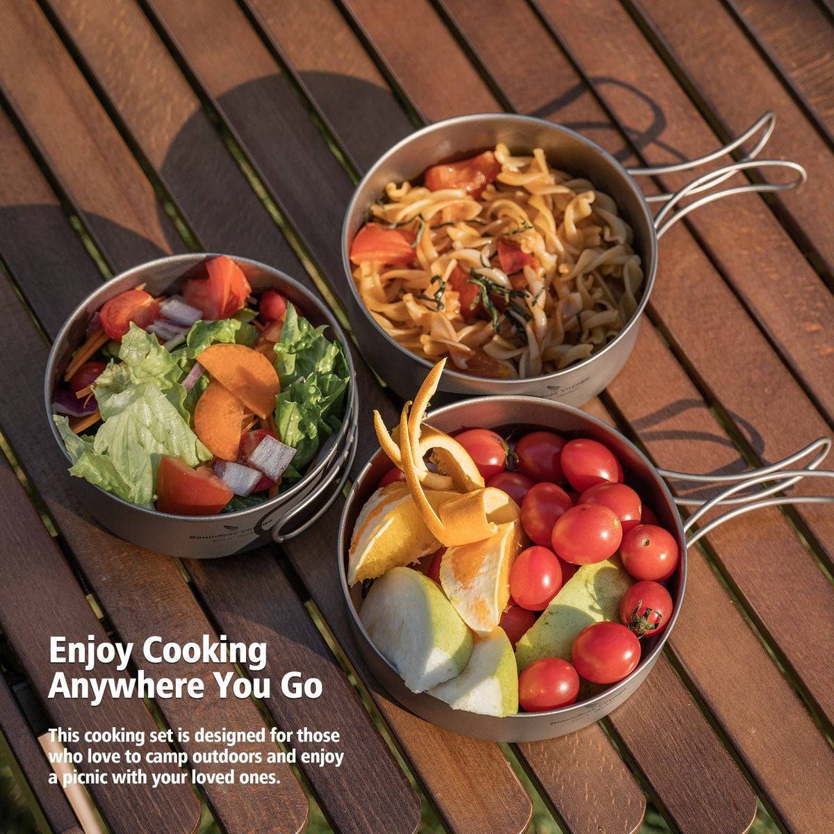 Boundless Voyage Ti2032C Titanium Cook Set — 3 Nesting Pieces, 500/600/700 ml, 245 g