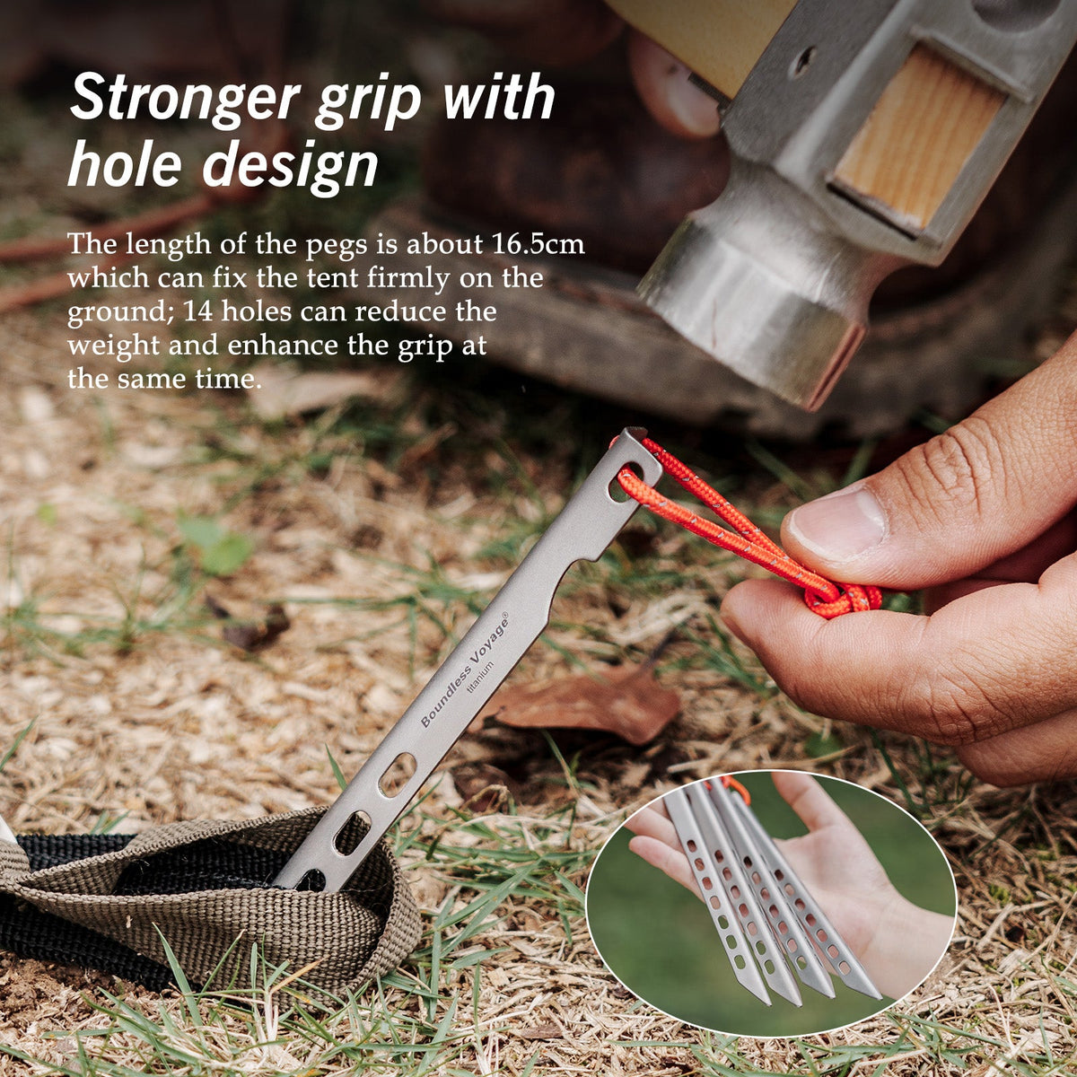 Boundless Voyage Ti4008P Titanium V Tent Stakes — 16.5 cm, About 10 g Each, Packs of 6, 8 or 12