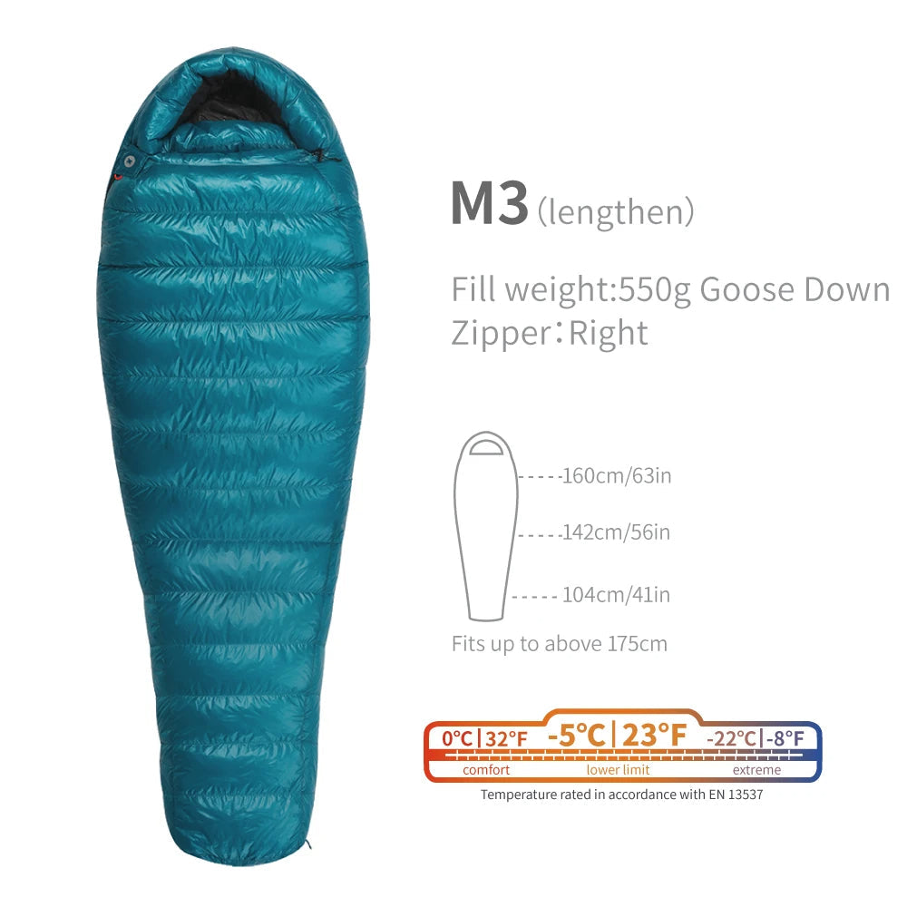 Aegismax M3 Down Sleeping Bag — 800FP Goose, Rated −5°C, 20D DWR Shell