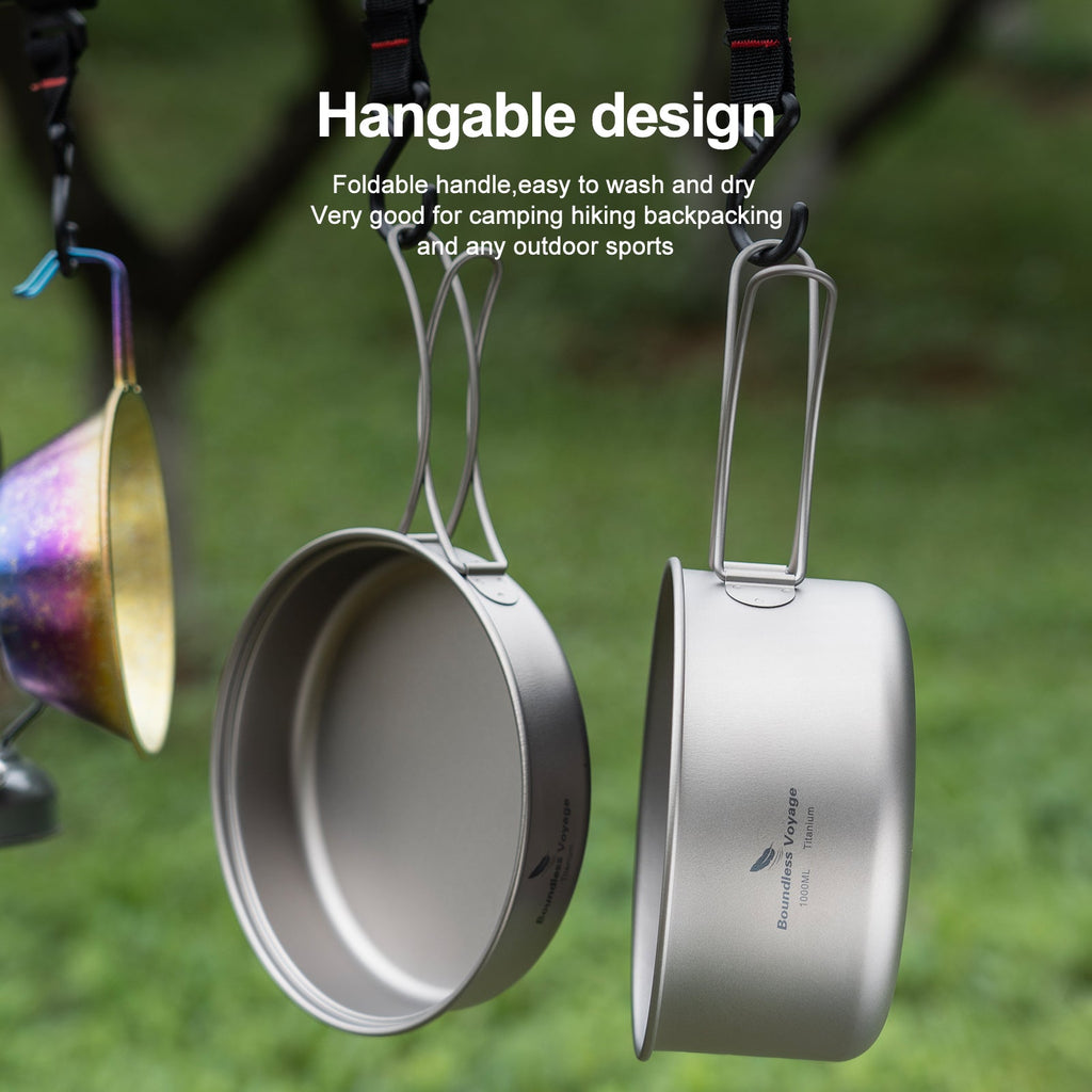 Boundless Voyage Ti2042C Titanium Pot and Pan Set — 1 L Pot, 500 ml Pan, 179 g