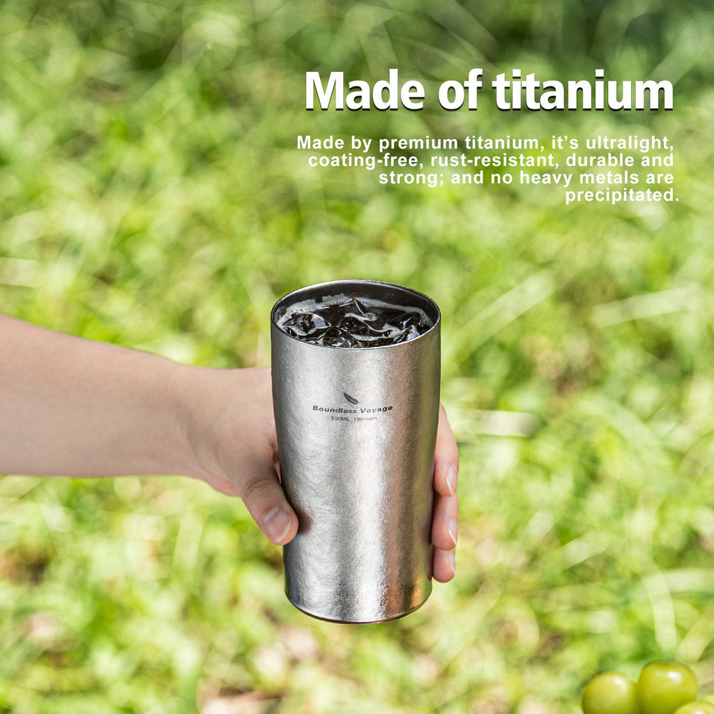 Boundless Voyage Ti3246D Double-Wall Titanium Cup — 300 ml, 87 g, Crystallised Finish