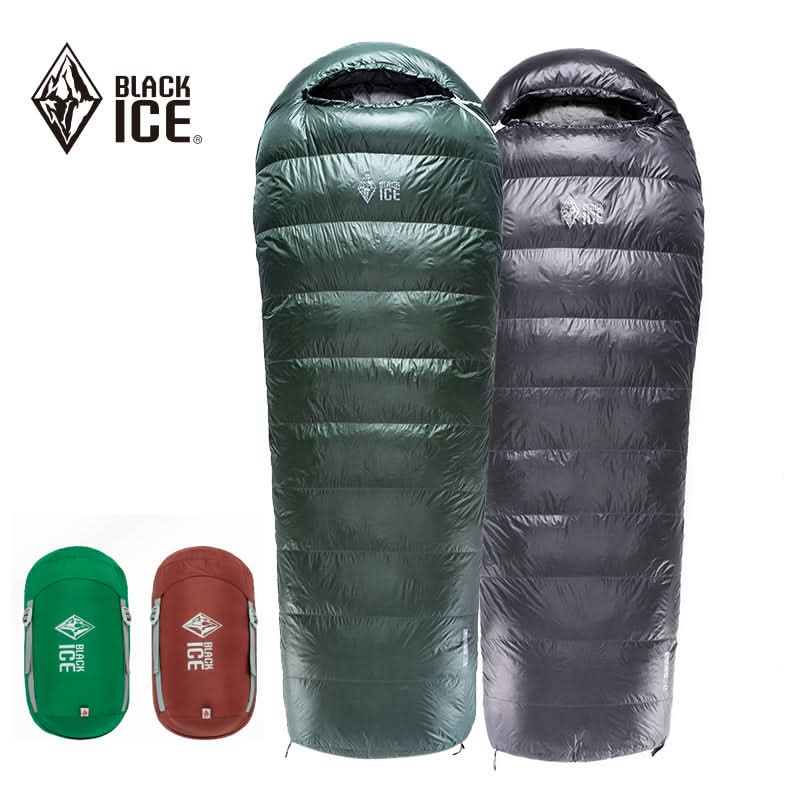 Black Ice E Series Envelope Goose Down Sleeping Bag — Opens Flat as a Quilt (E400 / E700 / E1000)