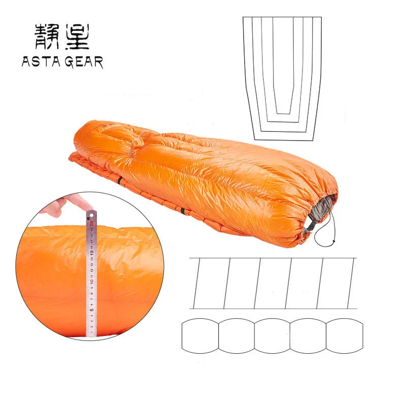 ASTA 700FP Duck Down Quilt — 260 or 500 g of Down, 640 or 870 g, 20D Nylon, 185 × 140 cm