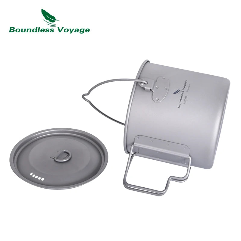 Boundless Voyage 1100 ml Titanium Hanging Pot — Bail Handle, Inset Lid, 160 g
