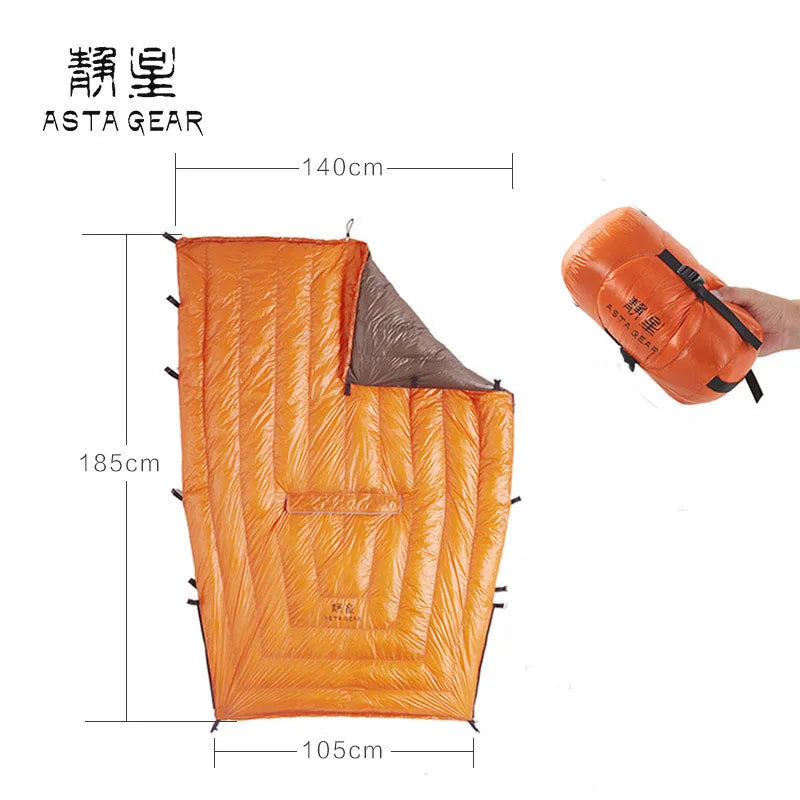 ASTA 700FP Duck Down Quilt — 260 or 500 g of Down, 640 or 870 g, 20D Nylon, 185 × 140 cm