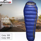 Long Duck Down Sleeping Bag Cozy 600 — 630 g of 80/20 Down, 1.3 kg, 220 cm, Comfort −3°C