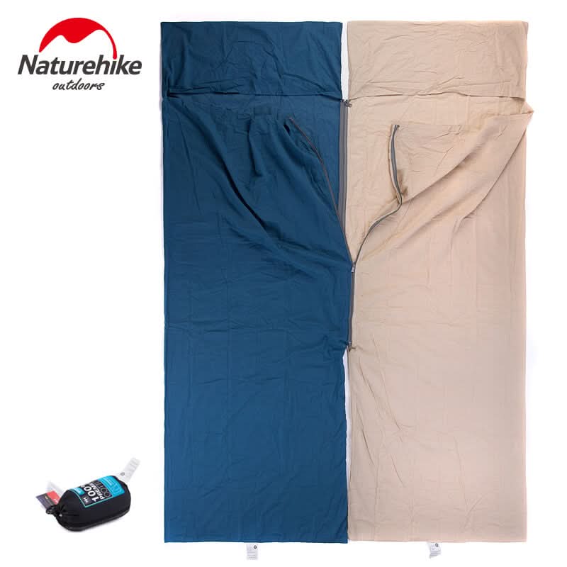 Naturehike Cotton Sleeping Bag Liner — Envelope, Spliceable, 75 cm or 100 cm Wide