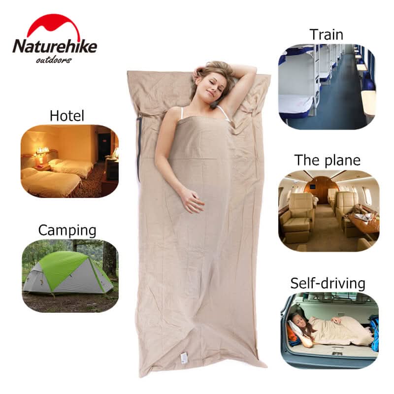 Naturehike Cotton Sleeping Bag Liner — Envelope, Spliceable, 75 cm or 100 cm Wide