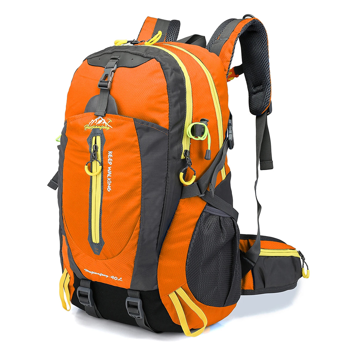 Hiking Backpack 40 L — Water-Repellent Nylon, Padded Back, Hip Belt, Pole and Sleeping Bag Straps