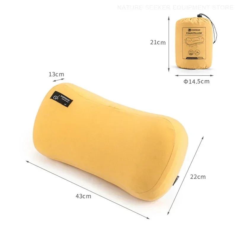 Memory Foam Camp Pillow — Contoured Neck Support, 43 × 19 cm, Washable Cover