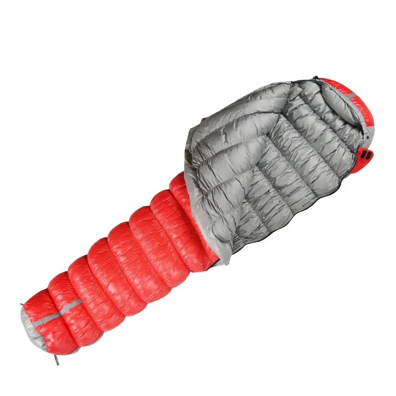 Oversized Goose Down Mummy Bag — 220 × 90 cm, 95% Goose Down, 400 to 1,200 g
