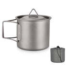 Titanium Mug With Lid — 300 to 750 ml, 75 to 121 g, Folding Handles