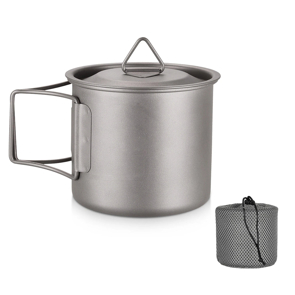 Titanium Mug With Lid — 300 to 750 ml, 75 to 121 g, Folding Handles
