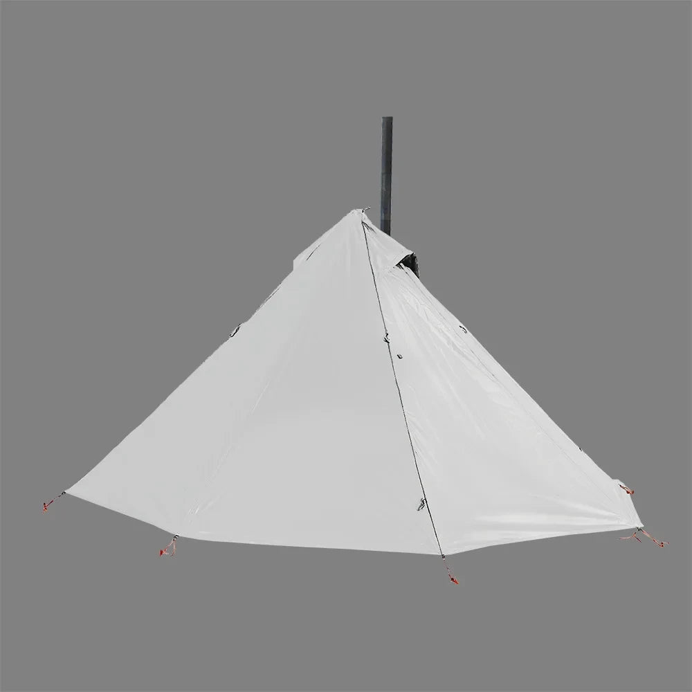 1 Person Pyramid Hot Tent — Stove Jack, Two Doors, 210T Silver-Coated Fly, Aluminium Pole