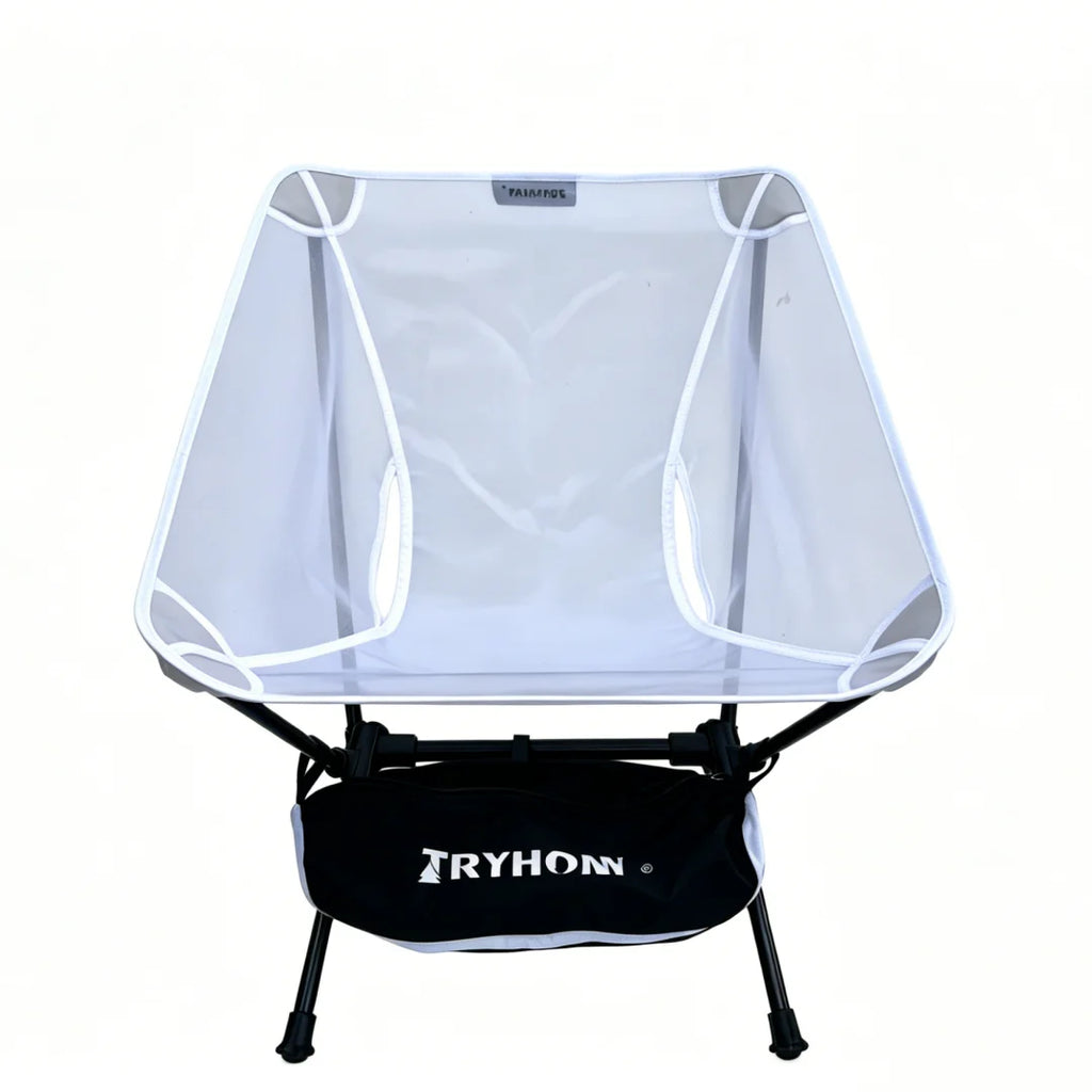 Ultralight Camp Chair — 570 g, Aluminium Frame, Packs to a Water Bottle