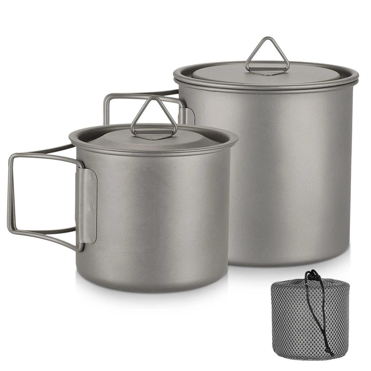 Titanium Mug With Lid — 300 to 750 ml, 75 to 121 g, Folding Handles