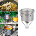 Titanium Pot With Lid — 750, 900 or 1,100 ml, 128 to 156 g, Folding Handles