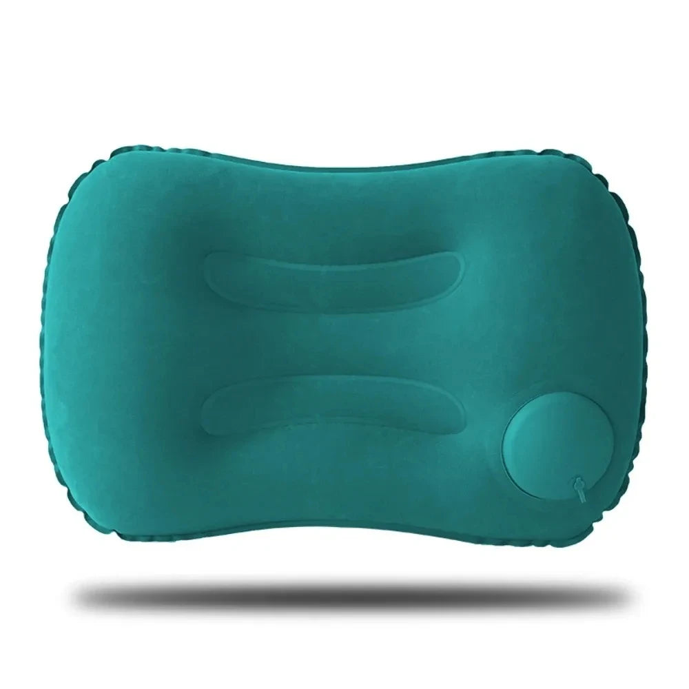 Inflatable Camp Pillow — Soft Flocked Top, Folds Into a Pocket-Size Pouch