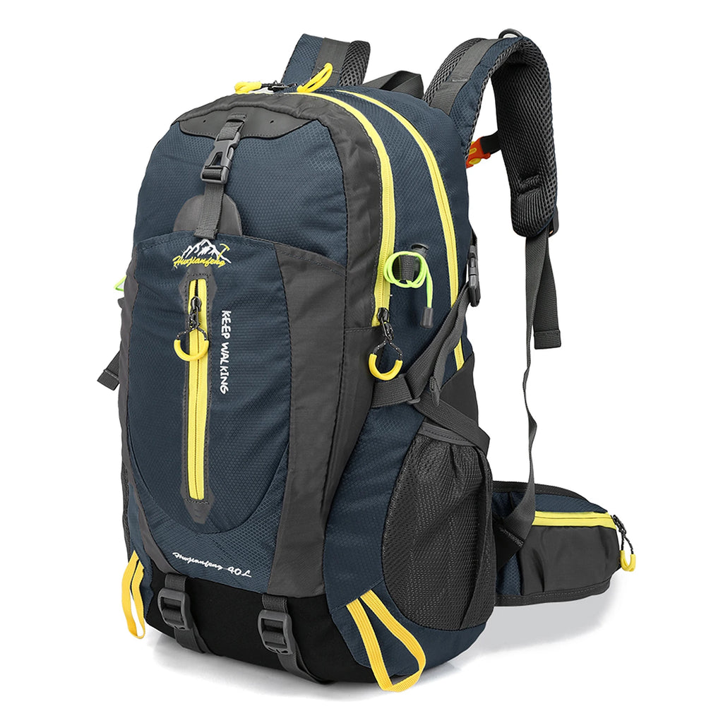Hiking Backpack 40 L — Water-Repellent Nylon, Padded Back, Hip Belt, Pole and Sleeping Bag Straps