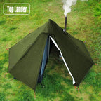 1 Person Pyramid Hot Tent — Stove Jack, Two Doors, 210T Silver-Coated Fly, Aluminium Pole