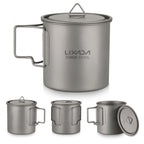 Titanium Mug With Lid — 300 to 750 ml, 75 to 121 g, Folding Handles