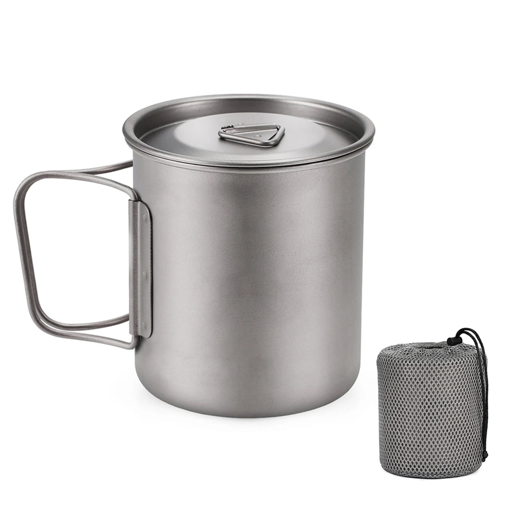 Titanium Mug With Lid — 300 to 750 ml, 75 to 121 g, Folding Handles