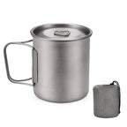 Titanium Mug With Lid — 300 to 750 ml, 75 to 121 g, Folding Handles