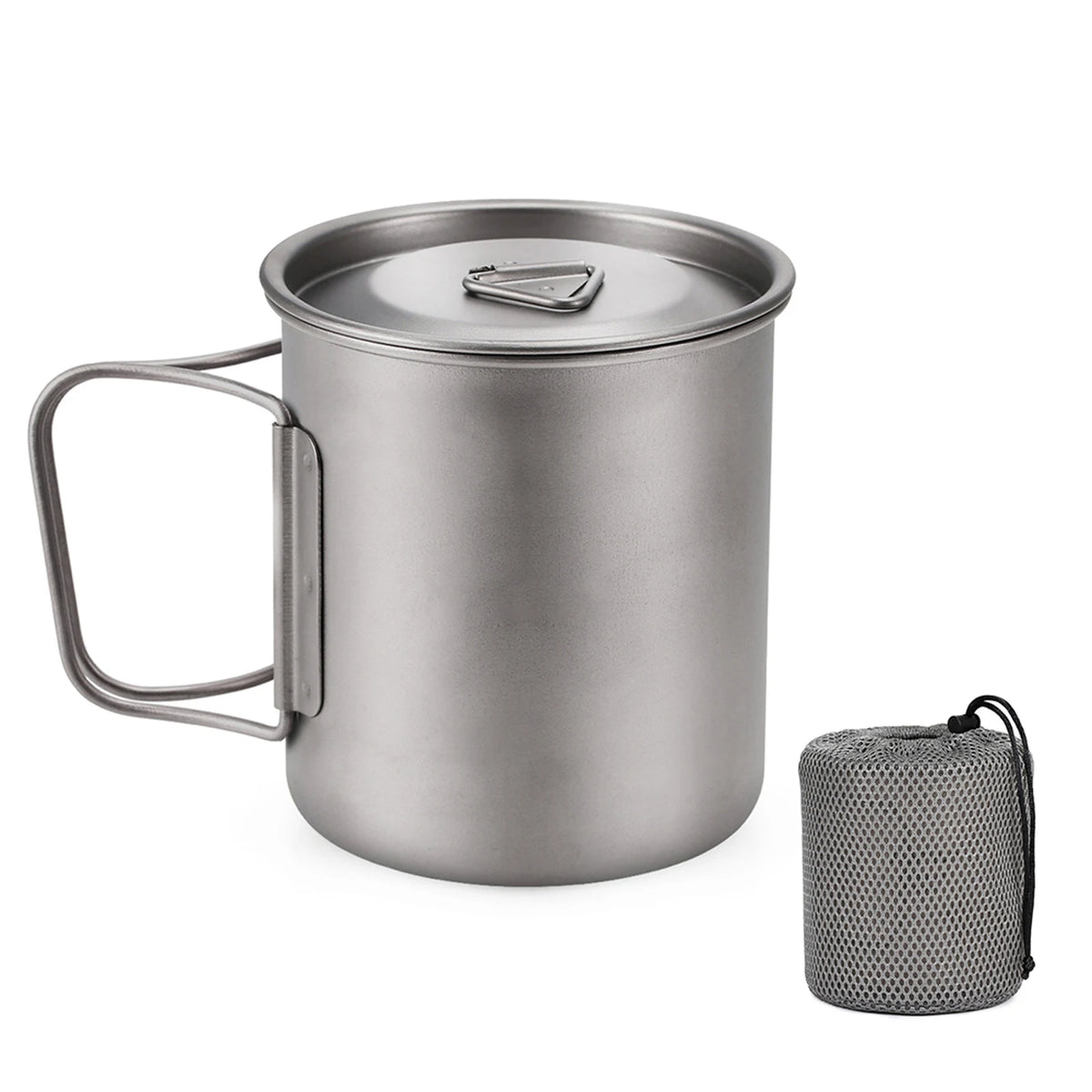 Titanium Mug With Lid — 300 to 750 ml, 75 to 121 g, Folding Handles