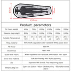 Water-Repellent Goose Down Mummy Bag — 10D Shell, 95% Goose Down, 400 to 1,300 g, 800 g to 1.7 kg