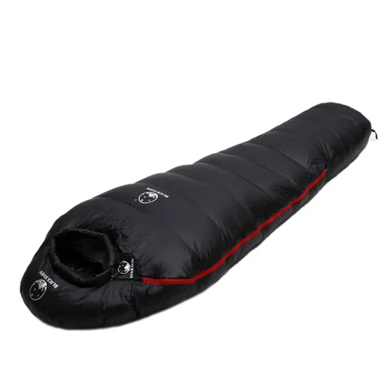 Black Snow Long Goose Down Mummy Bag — 225 cm for Tall Sleepers, 400 to 1,300 g of Down