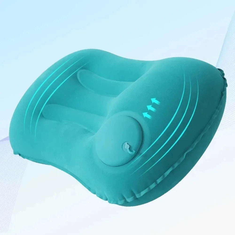 Inflatable Camp Pillow — Soft Flocked Top, Folds Into a Pocket-Size Pouch