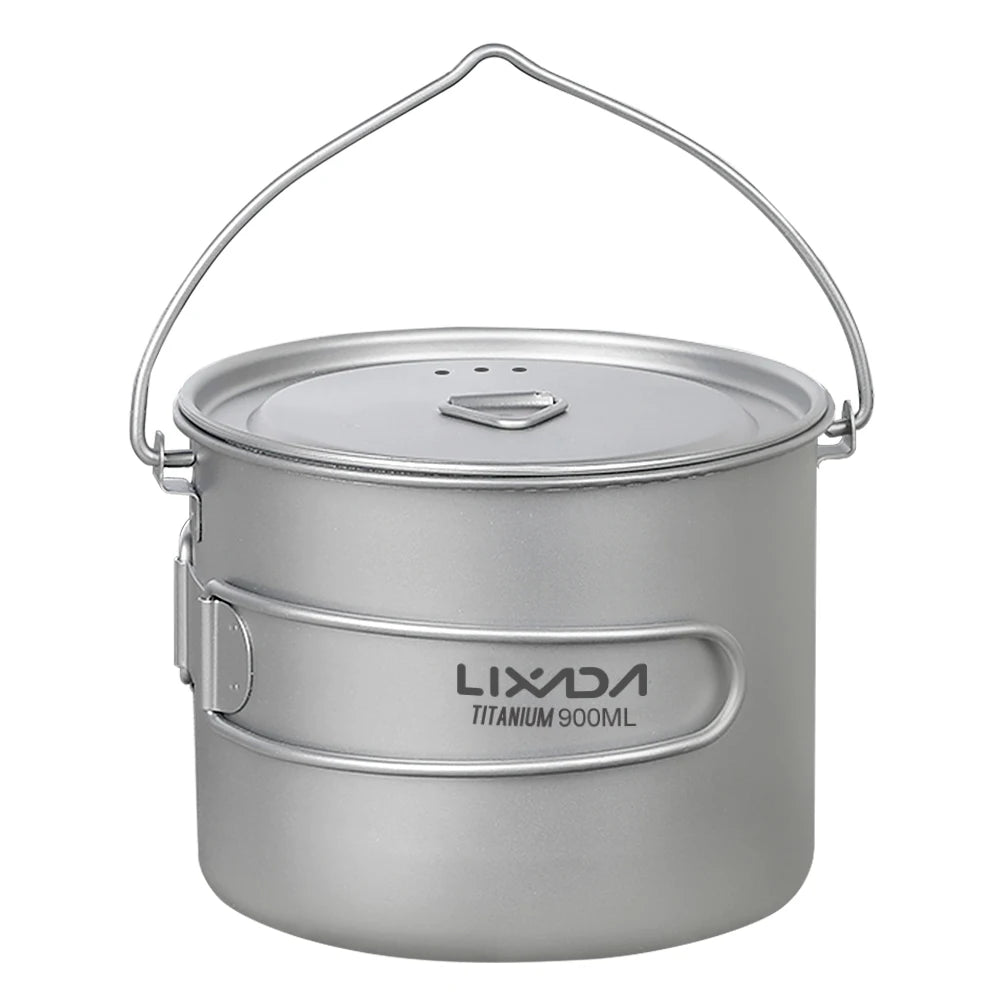 Titanium Pot With Lid — 750, 900 or 1,100 ml, 128 to 156 g, Folding Handles