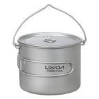 Titanium Pot With Lid — 750, 900 or 1,100 ml, 128 to 156 g, Folding Handles