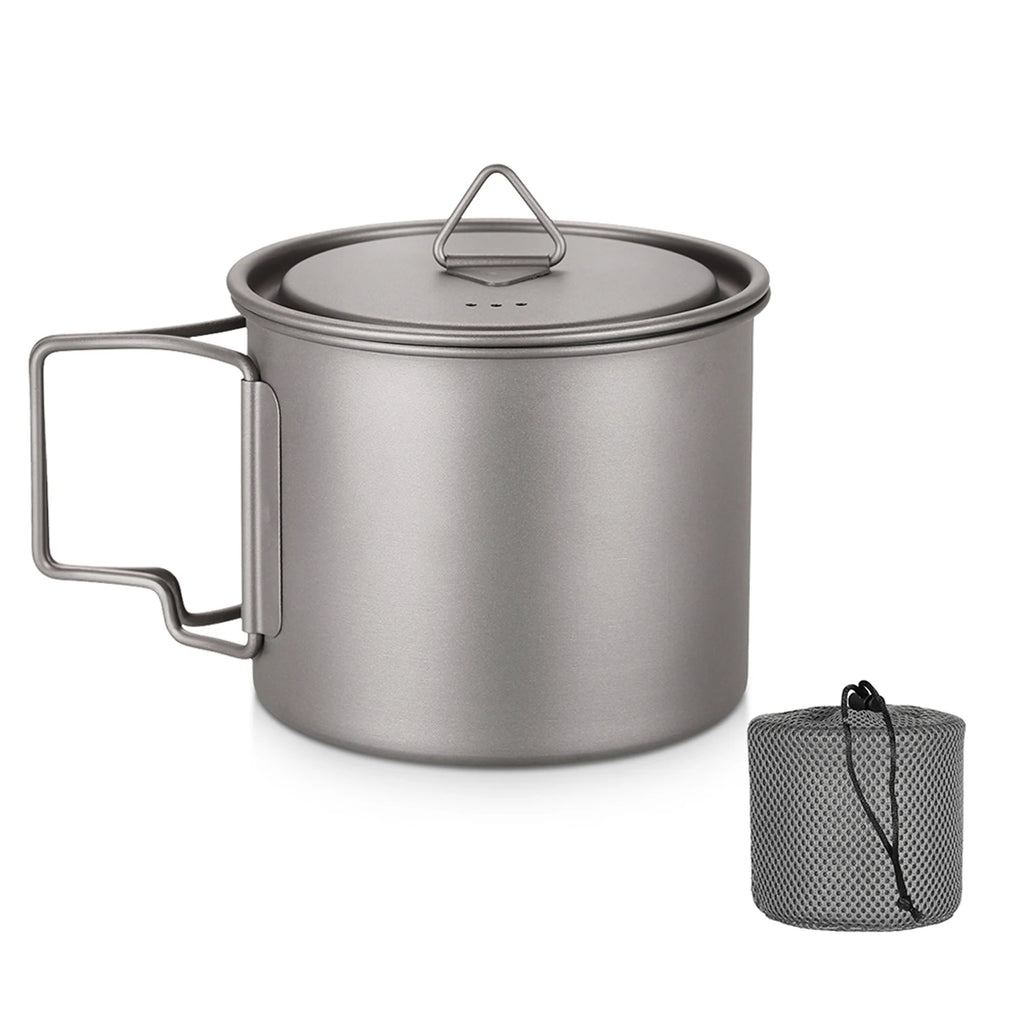 Titanium Mug With Lid — 300 to 750 ml, 75 to 121 g, Folding Handles