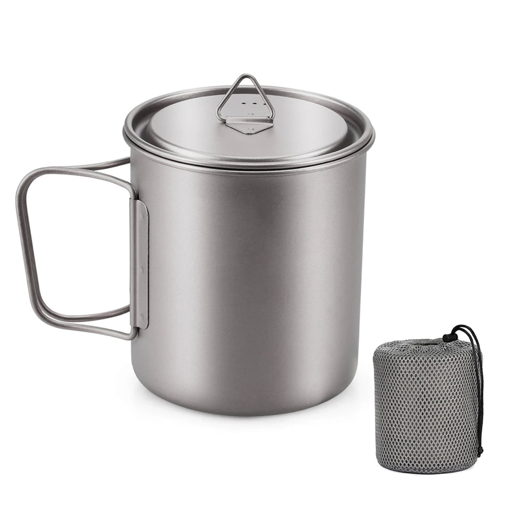 Titanium Mug With Lid — 300 to 750 ml, 75 to 121 g, Folding Handles