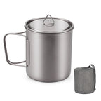 Titanium Mug With Lid — 300 to 750 ml, 75 to 121 g, Folding Handles