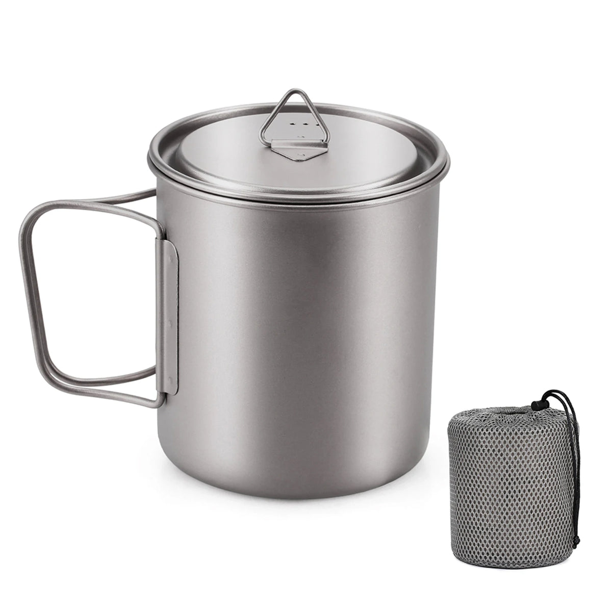 Titanium Mug With Lid — 300 to 750 ml, 75 to 121 g, Folding Handles