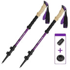 Aluminium Trekking Poles — Telescopic 62 to 135 cm, Cork-Feel Grip, 240 g Each, Pair