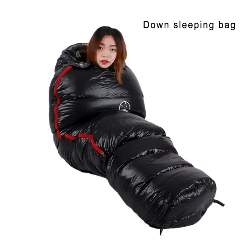 Black Snow Long Goose Down Mummy Bag — 225 cm for Tall Sleepers, 400 to 1,300 g of Down