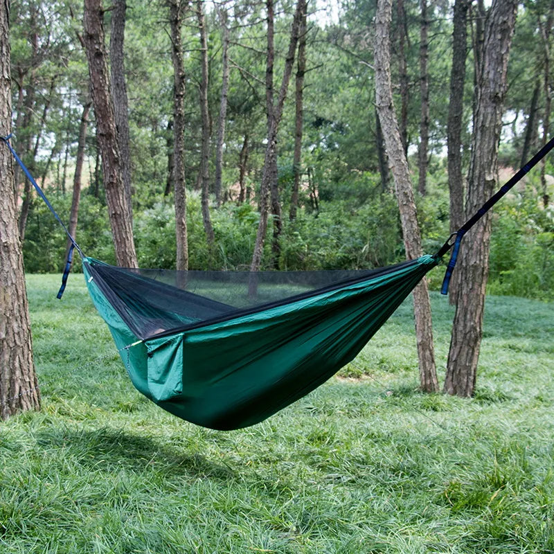 Hammock With Mosquito Net and Rain Fly — 290 × 140 cm, 850 g, 230 × 210 cm PU 2000 mm Fly